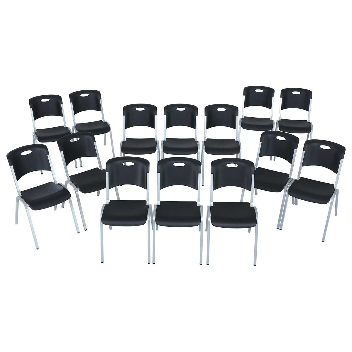 14 Pack Black & Silver Stacking Chairs L18652