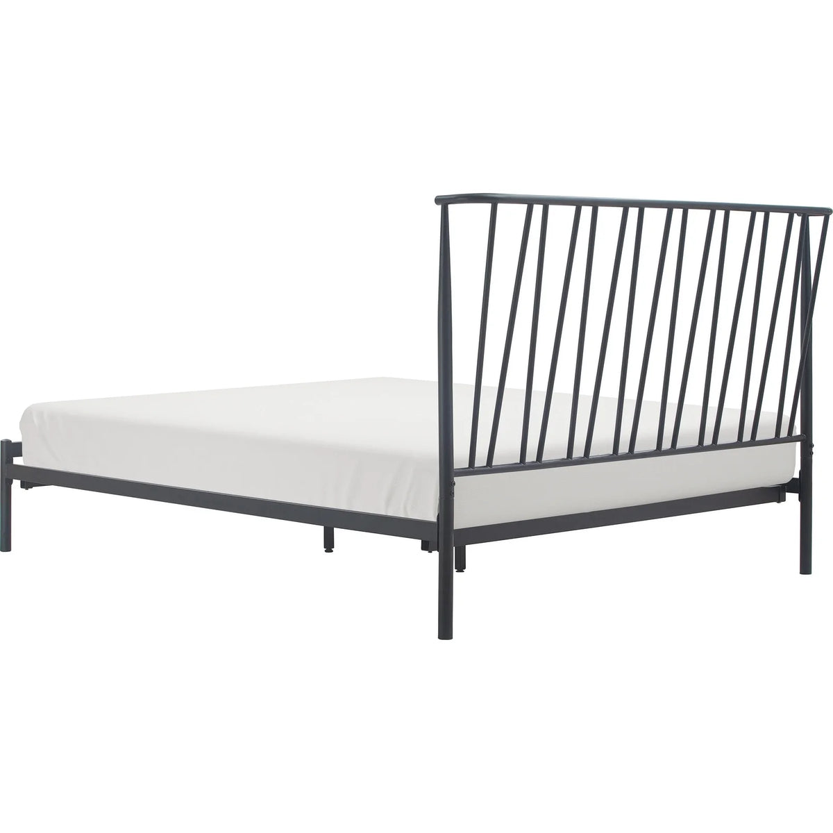 Black Queen Modern Bedframe with Curved Metal Headboard E3822