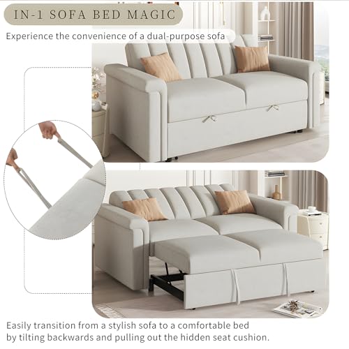Gray Convertible Sofa Bed with Adjustable Backrest H5912