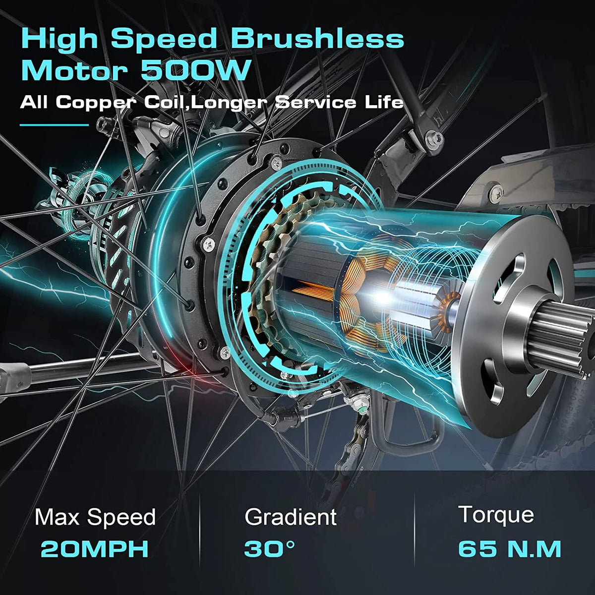 Electric Cruiser Bike 500W Step-Through 20MPH O448