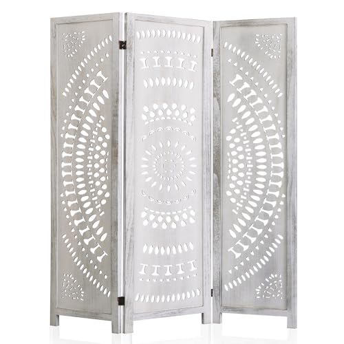 Handcrafted Carved Wooden Folding Room Divider Screen Y1159