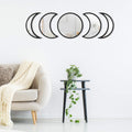 Scandinavian Moon Phase Mirror Set Glass Wood Frame L7774
