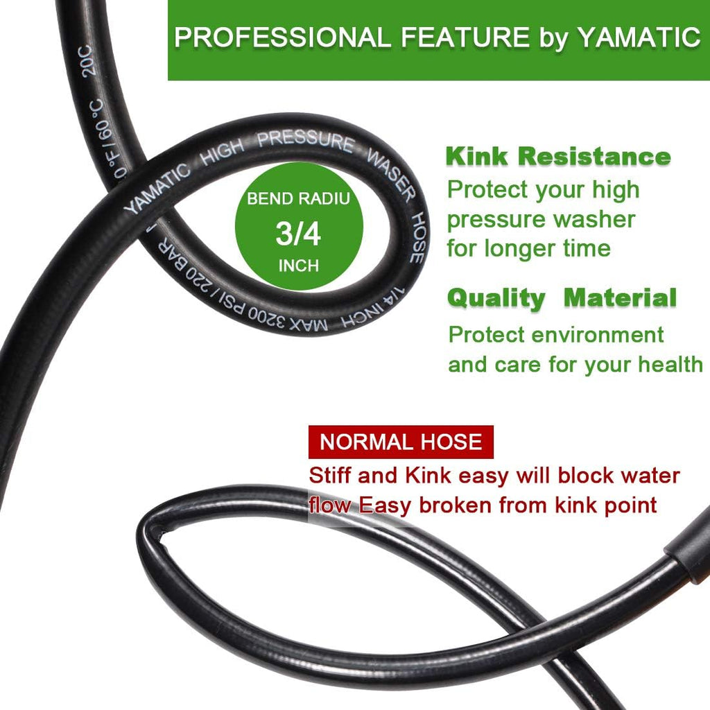 Pressure Washer Hose 3200 PSI 100 FT X 1/4", M22 to 3/8" Quick Connect Couplers, Pack of 2 D694918