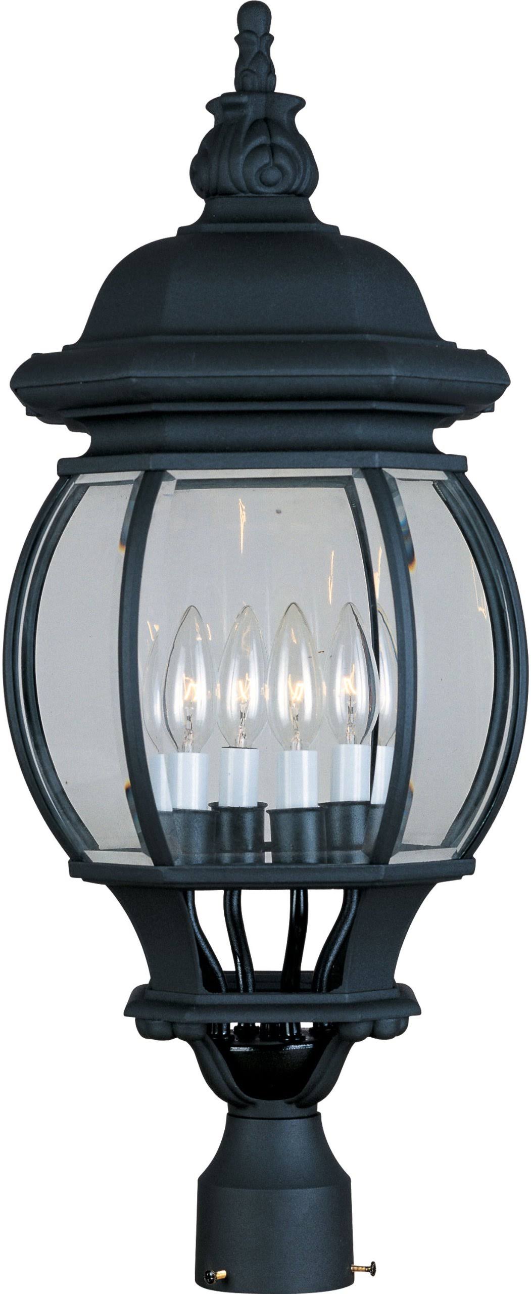 Black 4-Light Outdoor Post Lantern F424