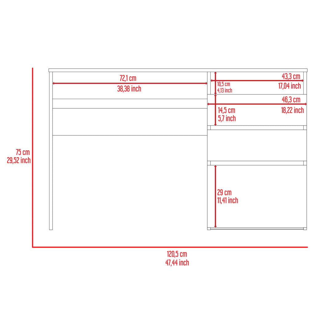 Black Three Drawer Computer Desk X892