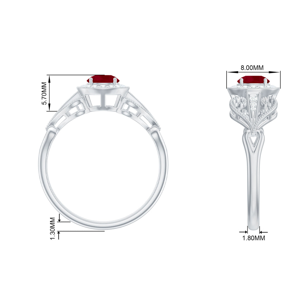 Ruby and Diamond Engagement Ring, 925 Sterling Silver I756438
