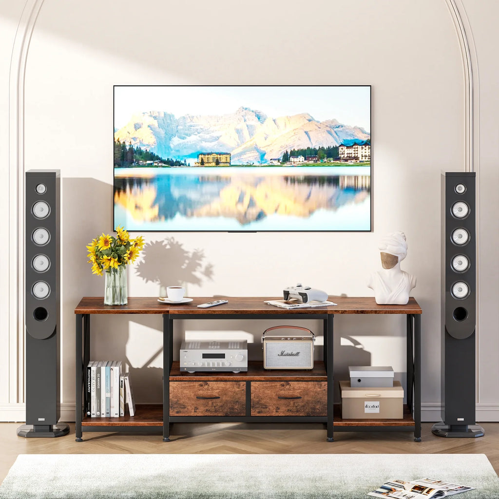 Rustic Brown TV Stand with Drawer for 55 60 65 Inch TV V679380