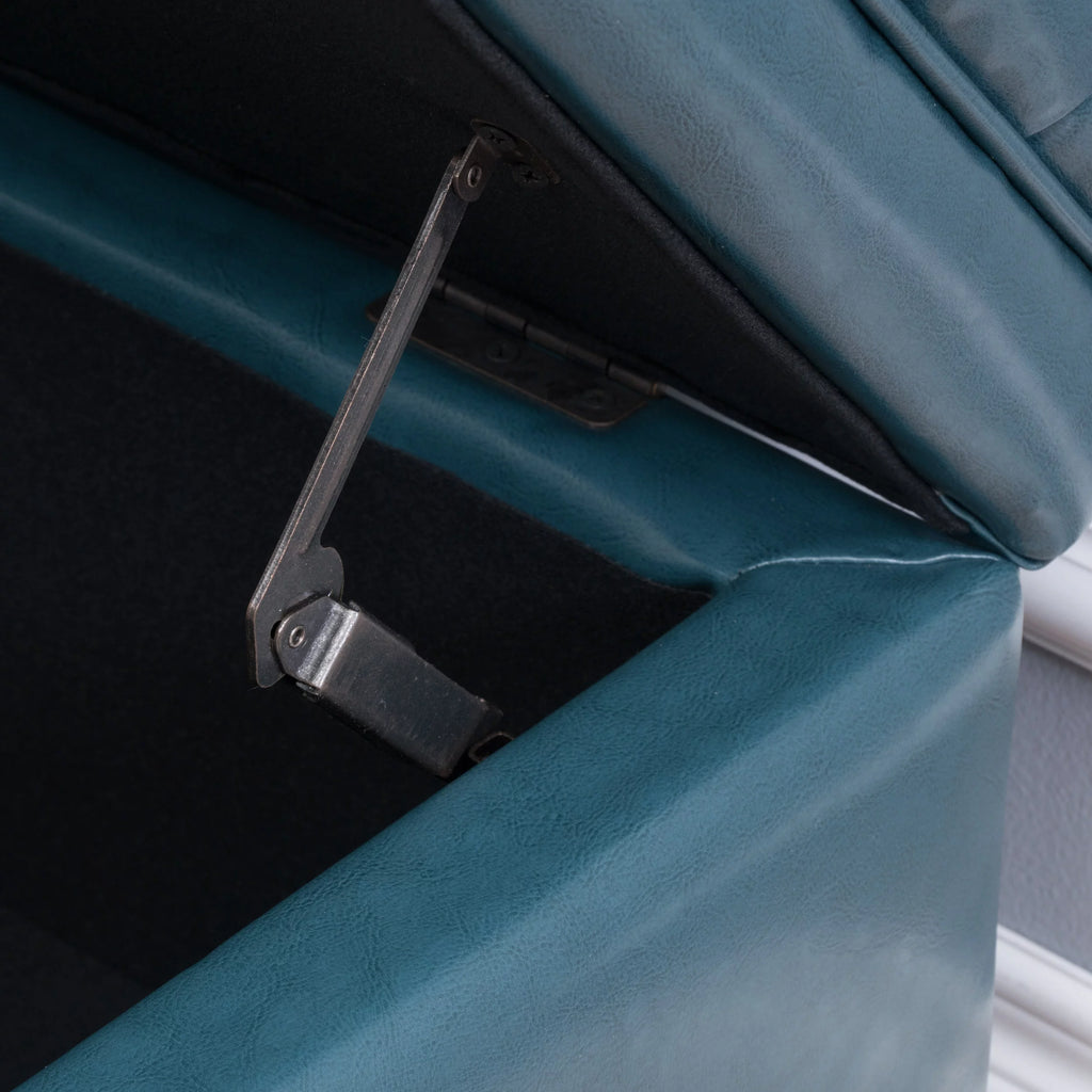 Teal Faux Leather Storage Ottoman P366060