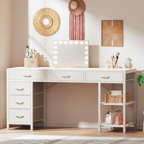 54 Inch Computer Desk with 6 Drawers and Shelves P223