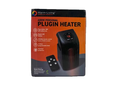 400W Programmable Plugin Heater with Remote, Black U442