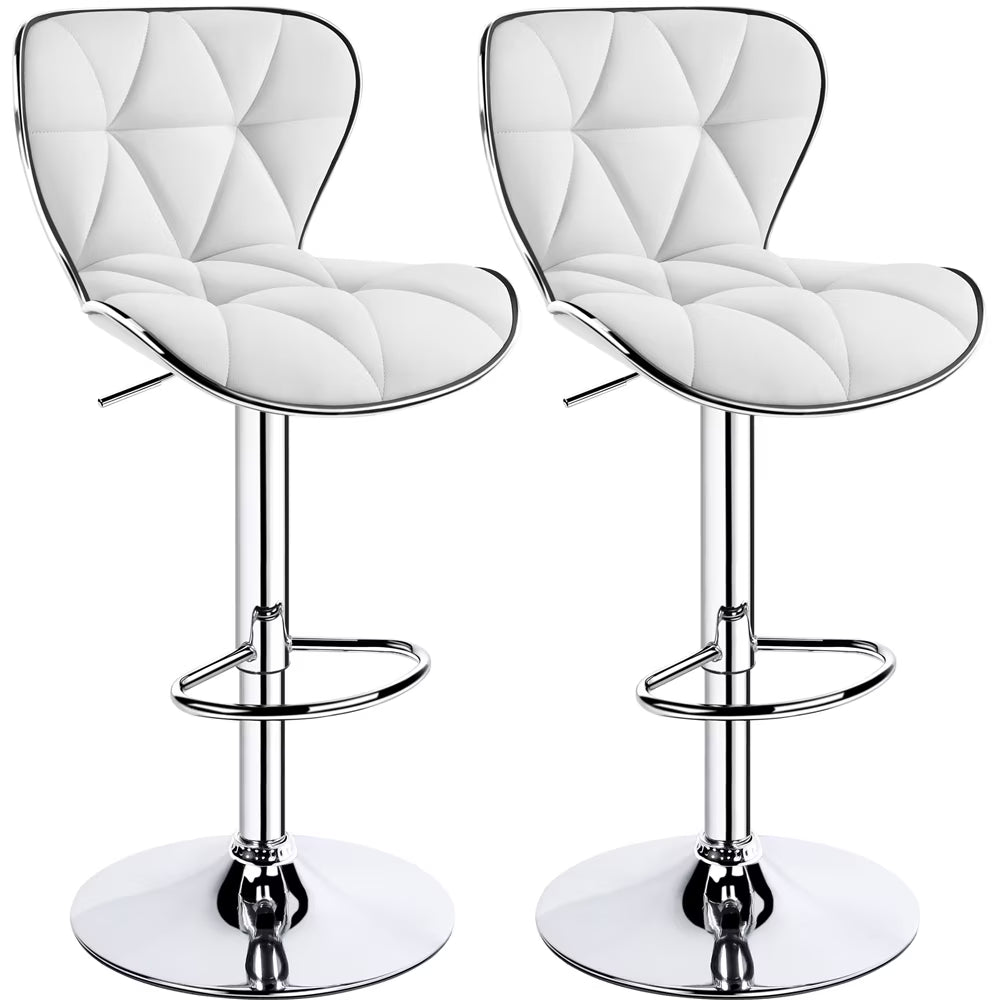 White PU Leather Swivel Bar Stool, Set of 2 Q14375