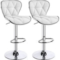 White PU Leather Swivel Bar Stool, Set of 2 Q14375