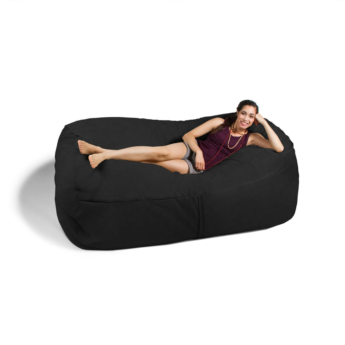 7 ft Giant Black Bean Bag Sofa J373585