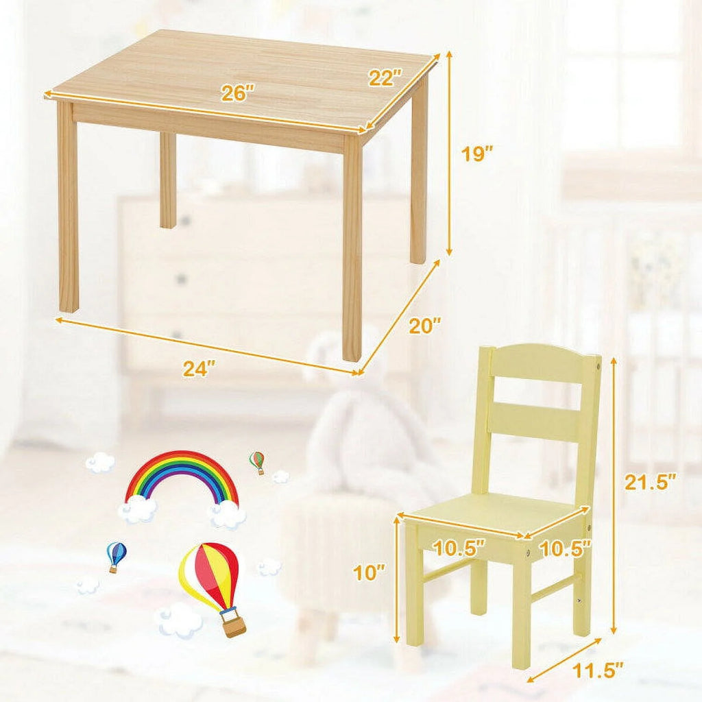Kids 5 Pieces Wooden Table and Chair Set F5079