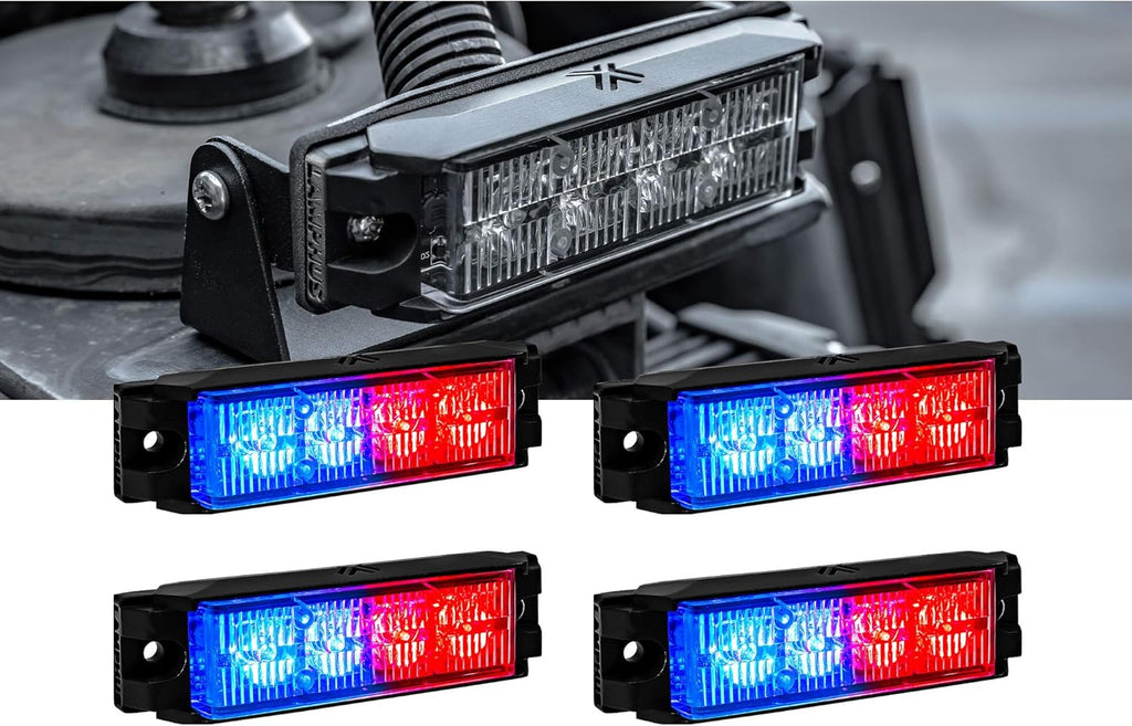 4pc 4" 4W White LED Flashing Strobe Light Head Surface-Mount Emergency Light T39923