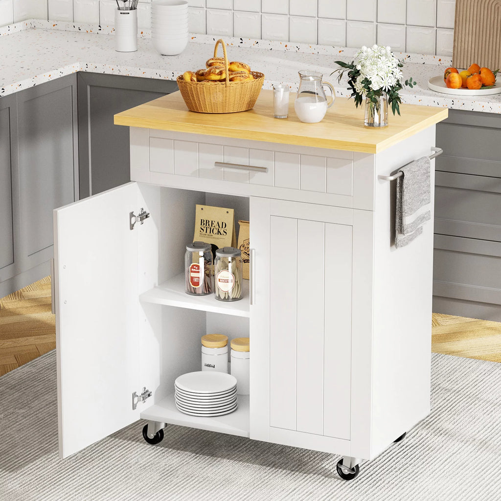 White Kitchen Island with Storage R104655