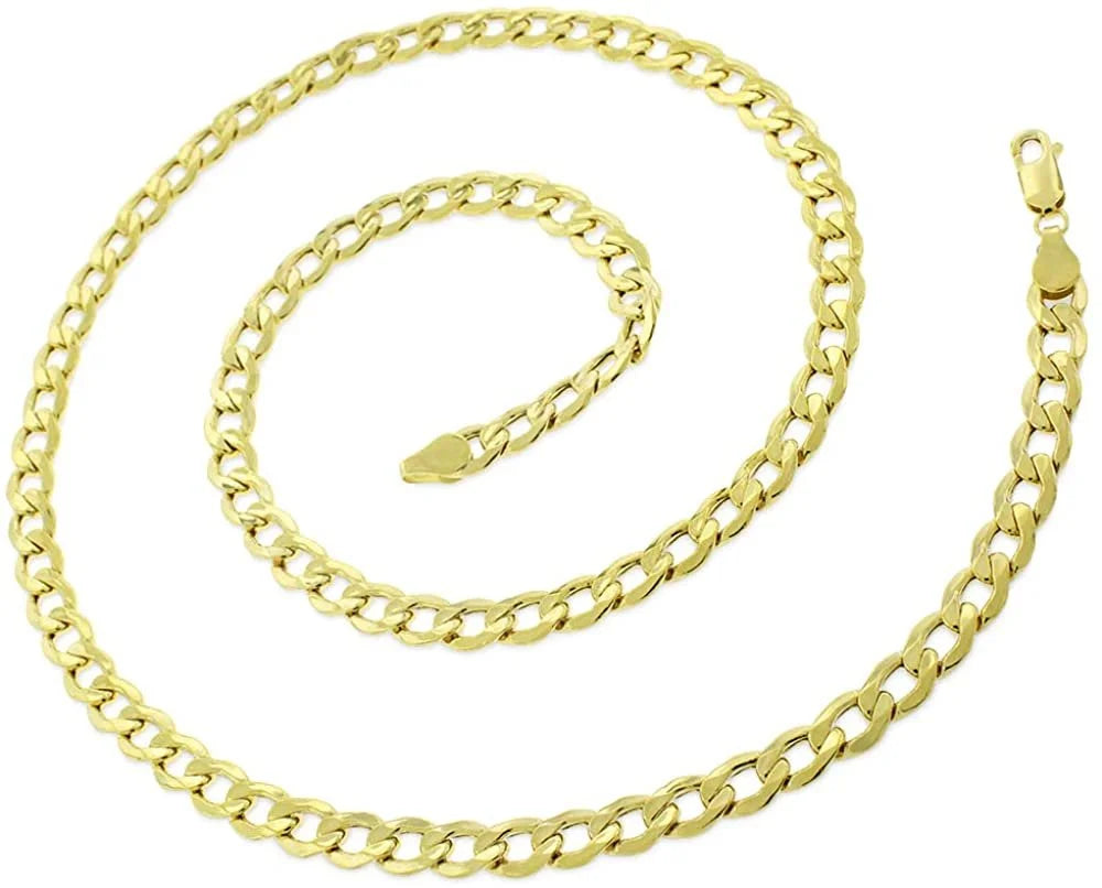 10K Yellow Gold 6mm Hollow Cuban Chain Necklace J638