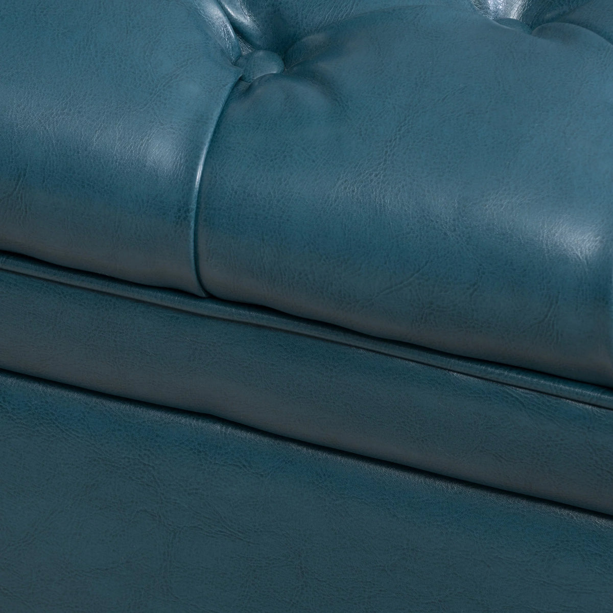 Teal Faux Leather Storage Ottoman P366060