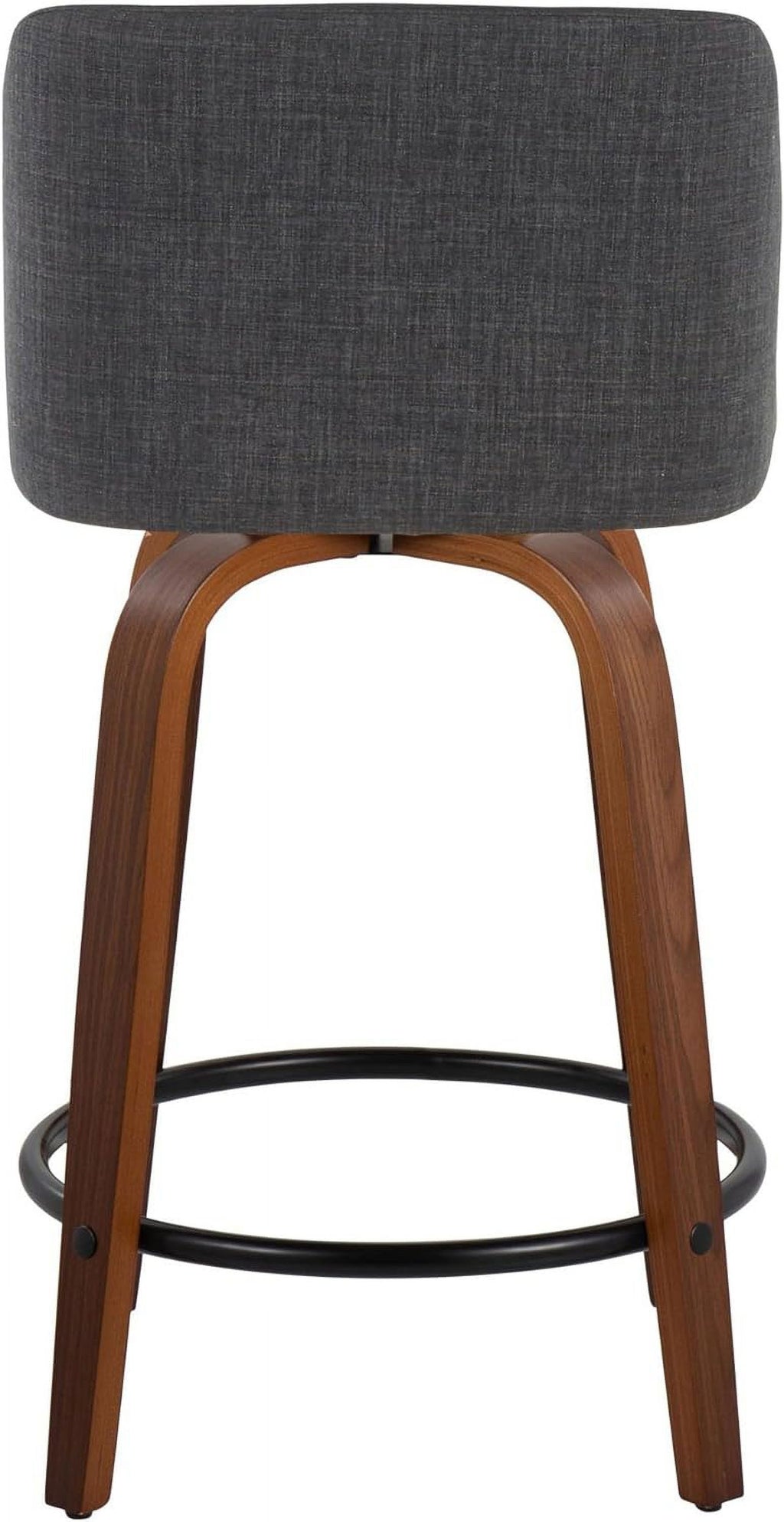 24" Counter Stool With Swivel In Walnut Wood And Charcoal Fabric - Set Of 2 Z693290