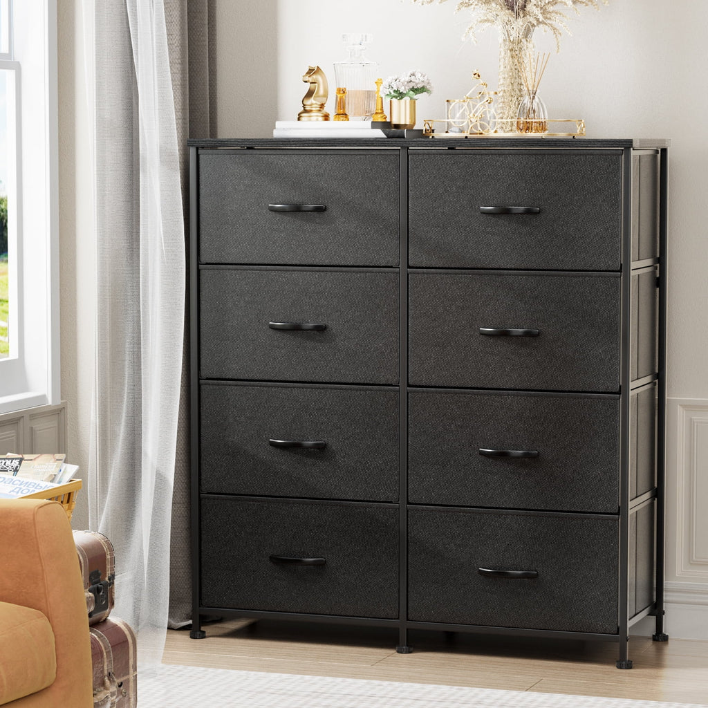 5 Drawer Fabric Dresser with Wood Top C800426