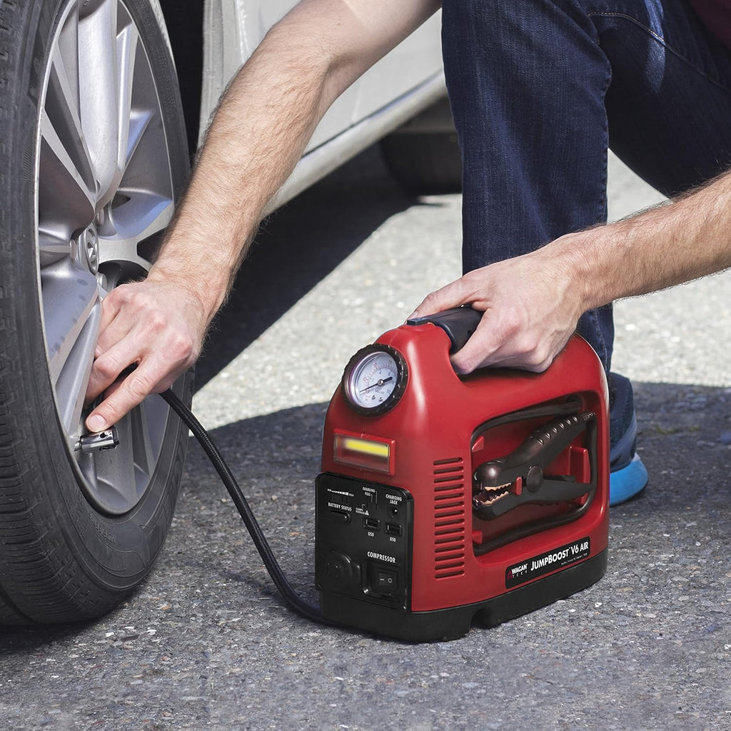 Battery Jump Starter Portable Power Supply, Air Compressor, Battery Bank and Tire Inflator E889