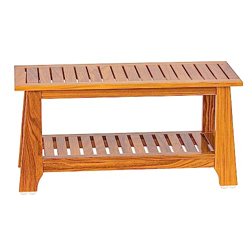 Teak Shower Bench with Shelf L925378
