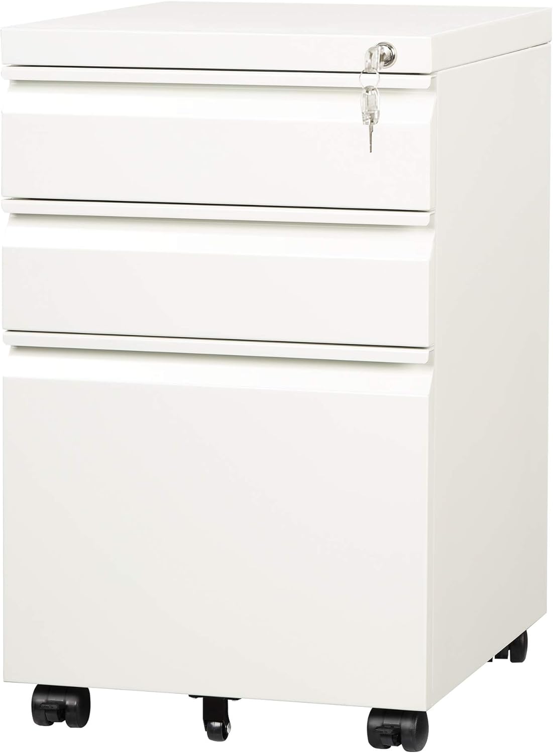 White 3 Drawer Mobile File Cabinet C995