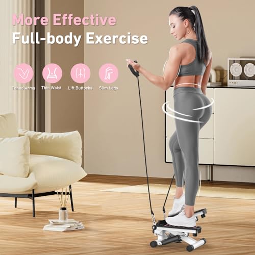 Mini Stepper with Resistance Bands, Hydraulic Fitness Stepper with LCD Monitor R88149