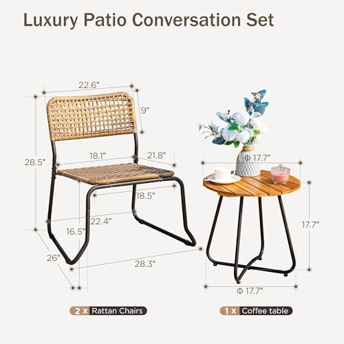 3 Pieces Outdoor Wicker Bistro Set H80274
