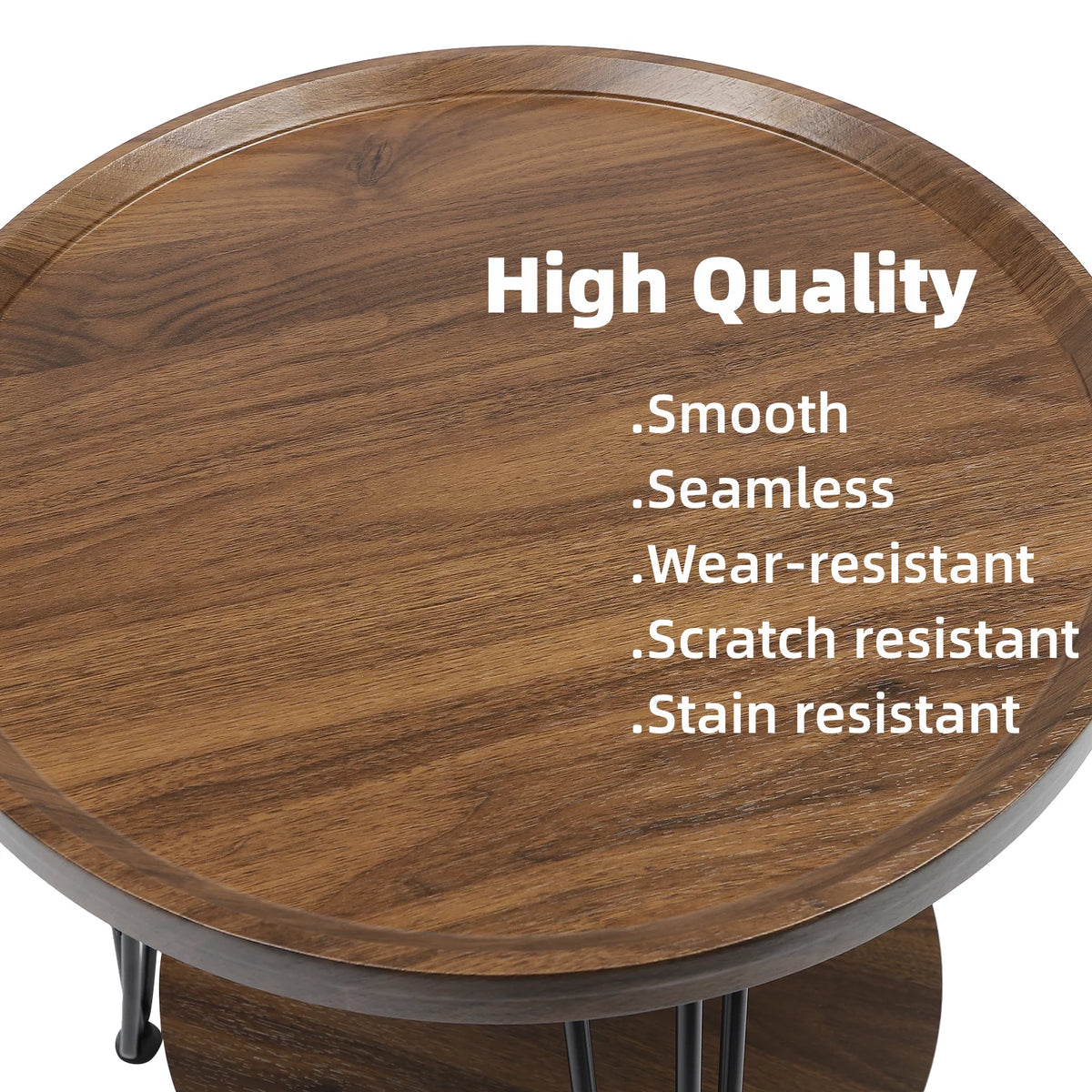 2-Tier Round Sofa End Side Table Nightstand Brown G623