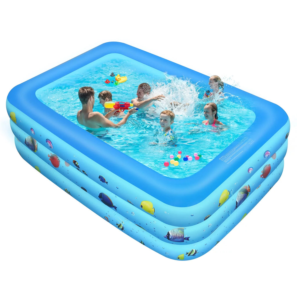 Inflatable Pool, Thickened Kiddie Pool, BPA-Free, 6.9 x 5 x 1.8 ft, Blue A75954