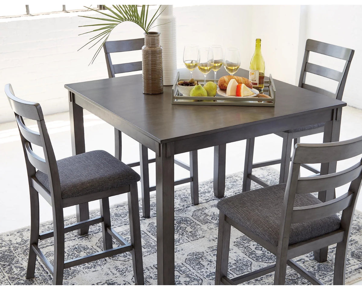 Counter Height Dining Table and Bar Stools Set of 5 Gray S606455