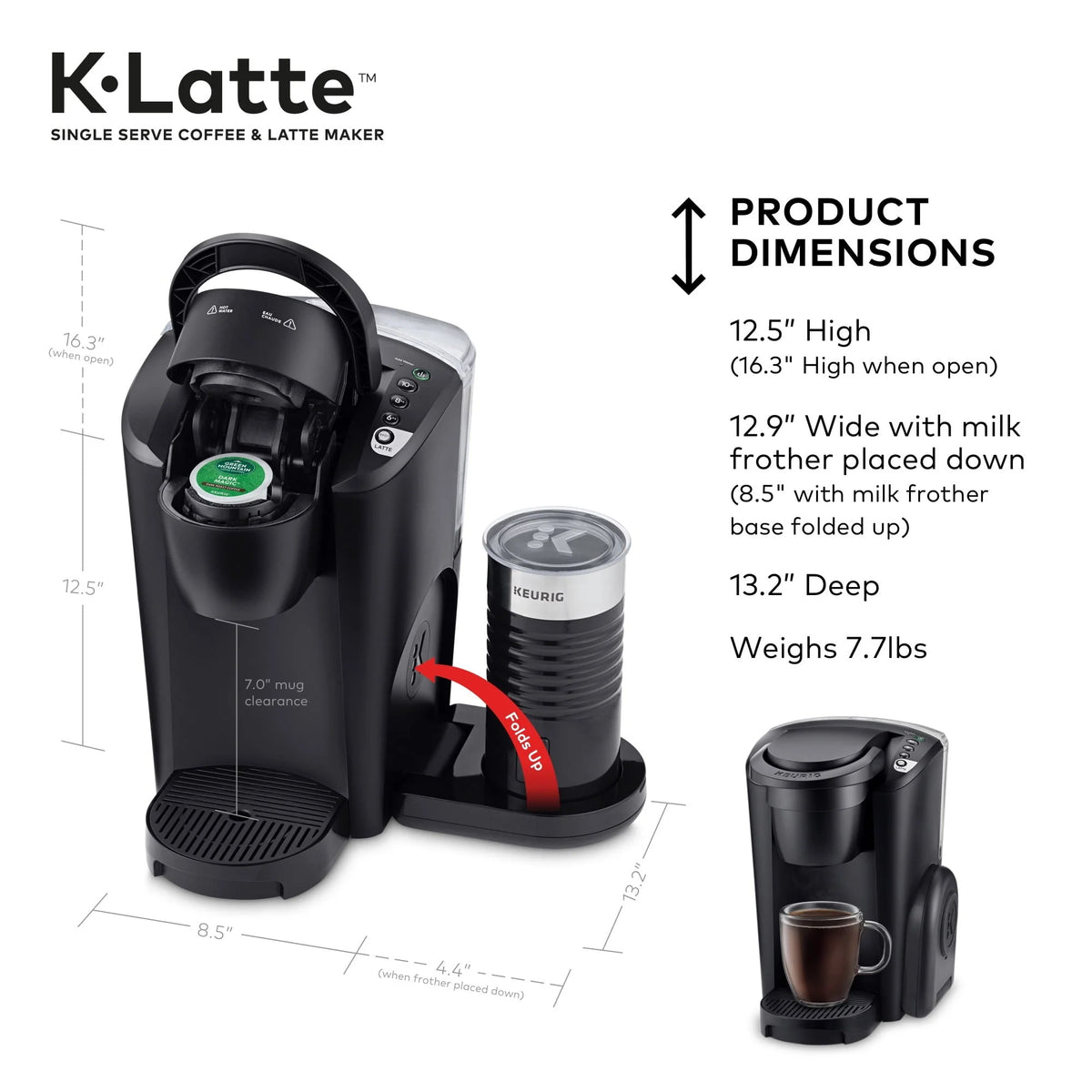 Single Serve K-Cup Coffee and Latte Maker, Black C2808