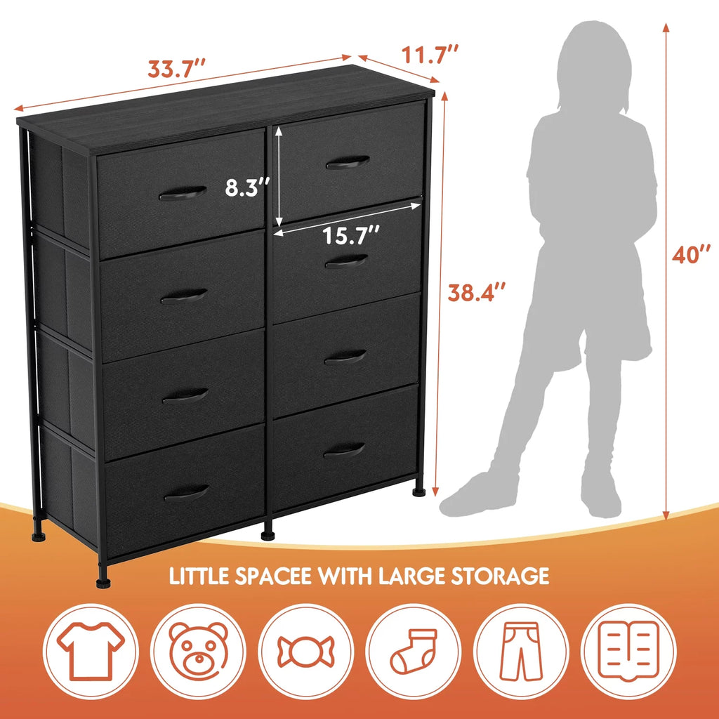 5 Drawer Fabric Dresser with Wood Top C800426
