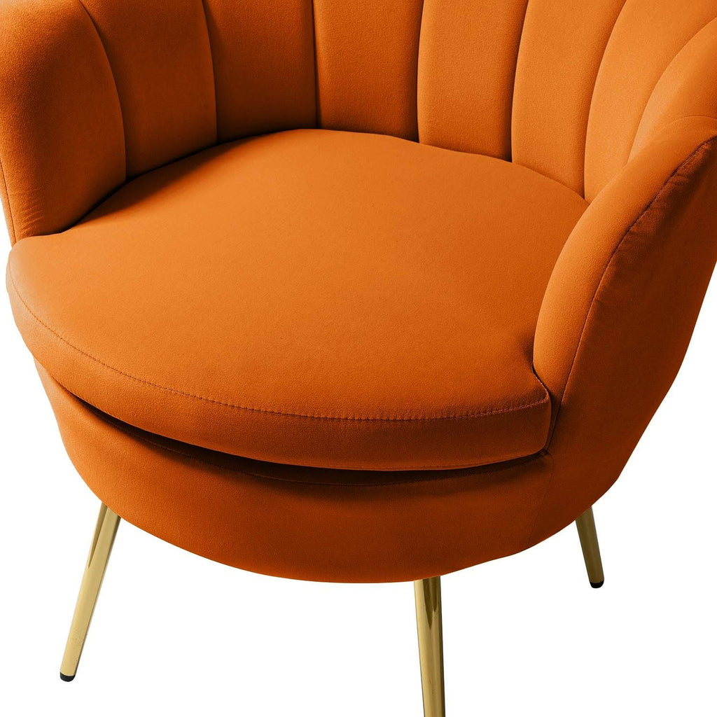 Tufted Barrel Chair with Golden Base - Teal I89259