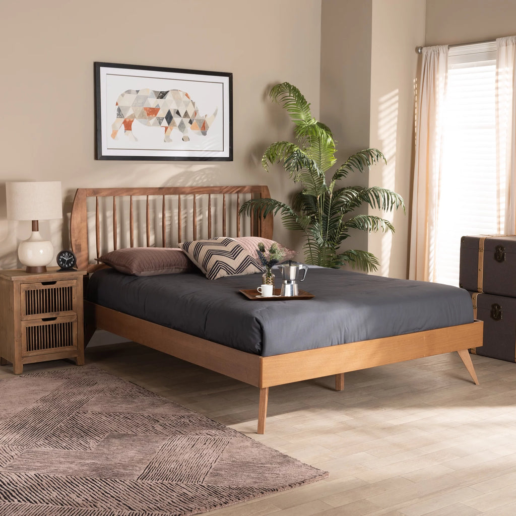 Queen Walnut Brown Engineered Wood Platform Bed G282
