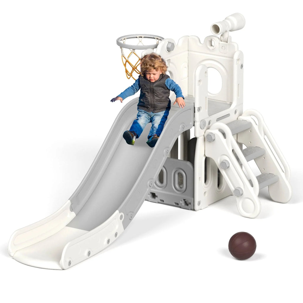 Blue Toddler Slide and Climber Set with Basketball Hoop K1131