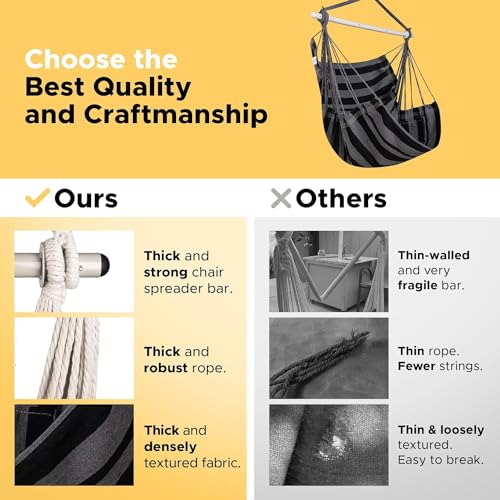 Hammock Chair Swing with Anti-Slip Steel Spread Bar and 2 Cushions V840