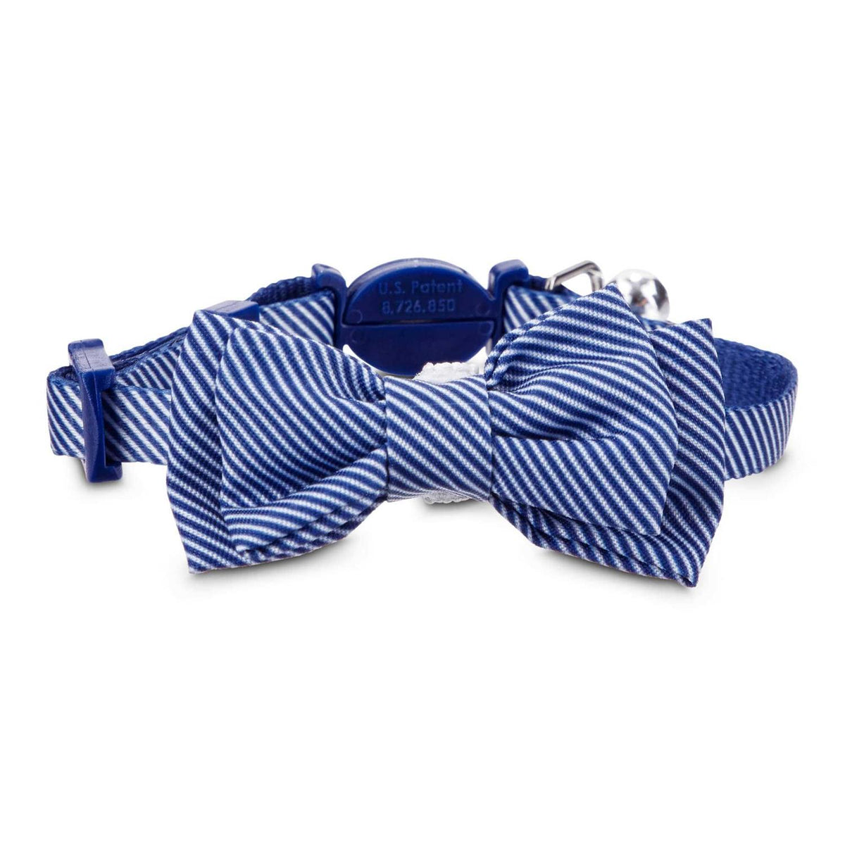 Blue Seersucker Breakaway Bowtie Kitten Collar Z6654