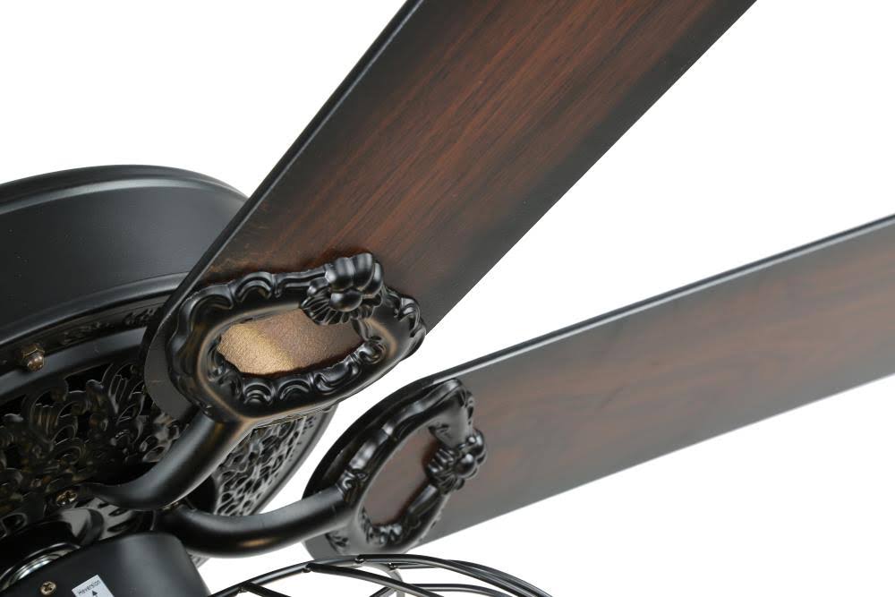Black Cage Ceiling Fan with Light Kit and Remote Control E397