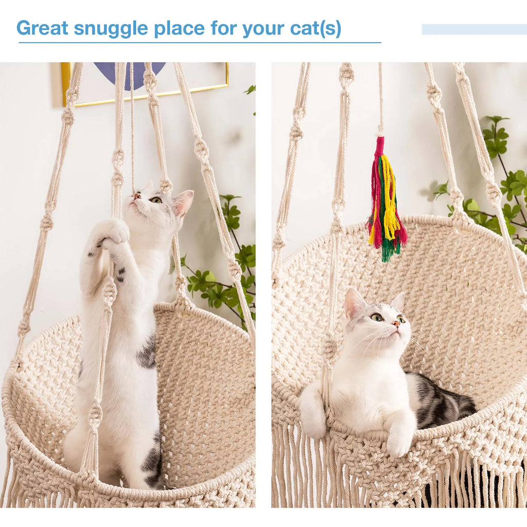 Woven Cotton Cat Hammock Hanging Bed O748500