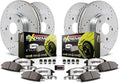Front and Rear Carbon Fiber Brake Pads with Drilled & Slotted Brake Rotors Kit Z80433