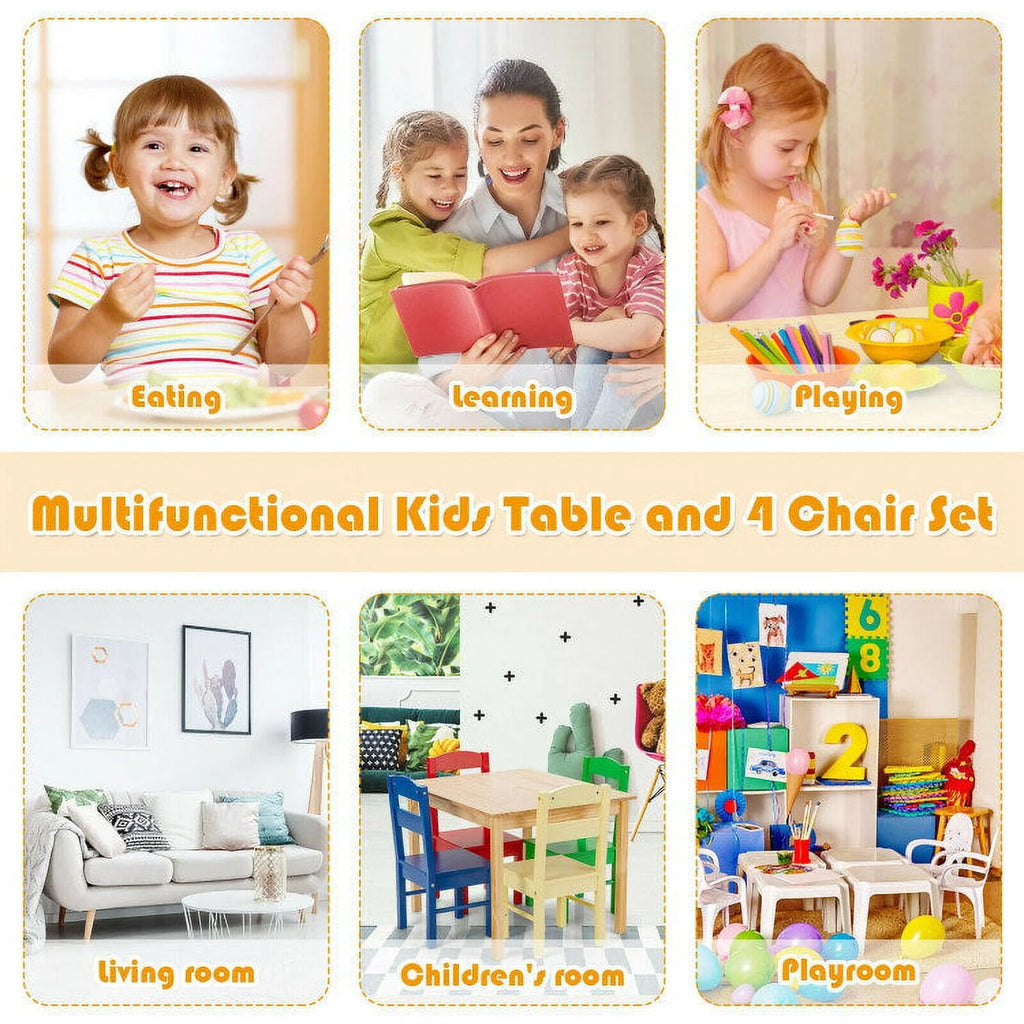 Kids 5 Pieces Wooden Table and Chair Set F5079