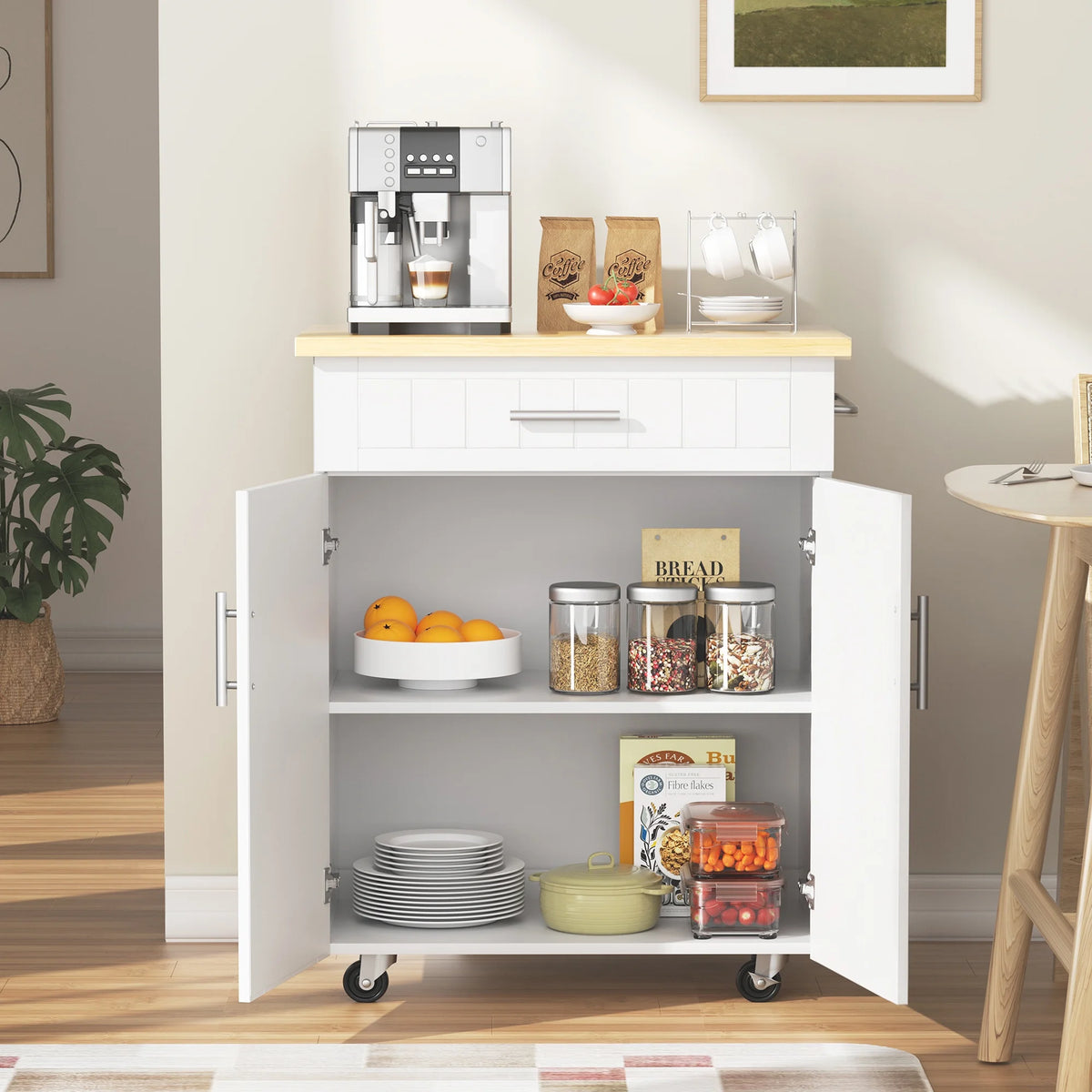 White Kitchen Island with Storage R104655