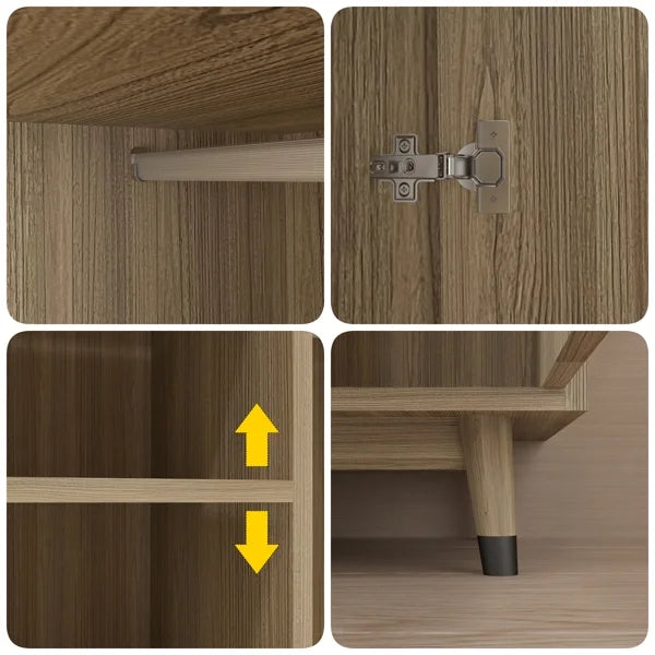 2 Doors Wardrobe Closet & Cabinet with Hanging Rail Q821063