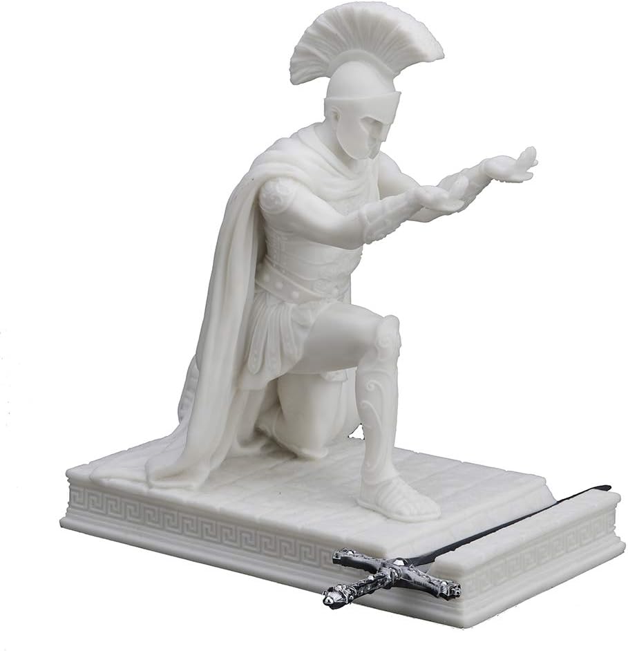 Resin Cast Marble Finish Roman Centurion Pen Holder with Letter Opener B38113