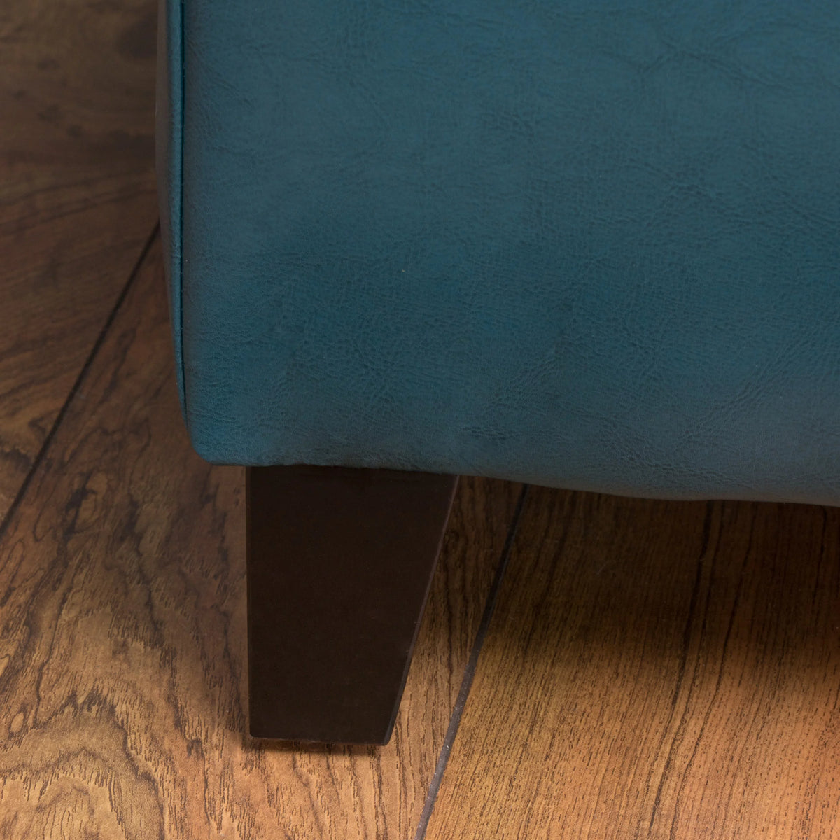 Teal Faux Leather Storage Ottoman P366060
