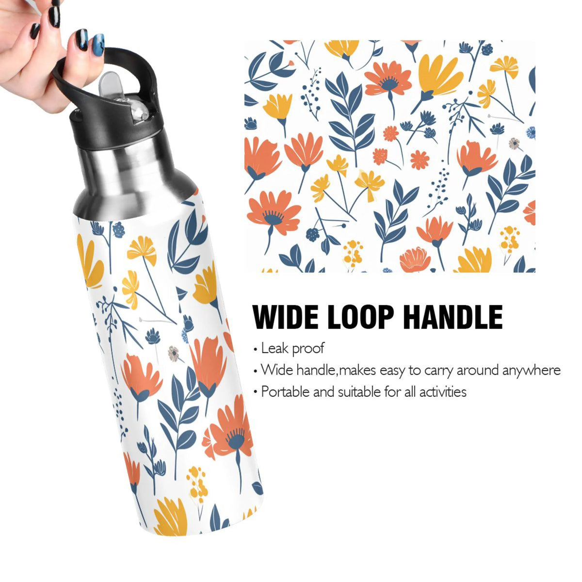 20 oz Insulated Stainless Steel Water Bottle with Straw Lid J4290