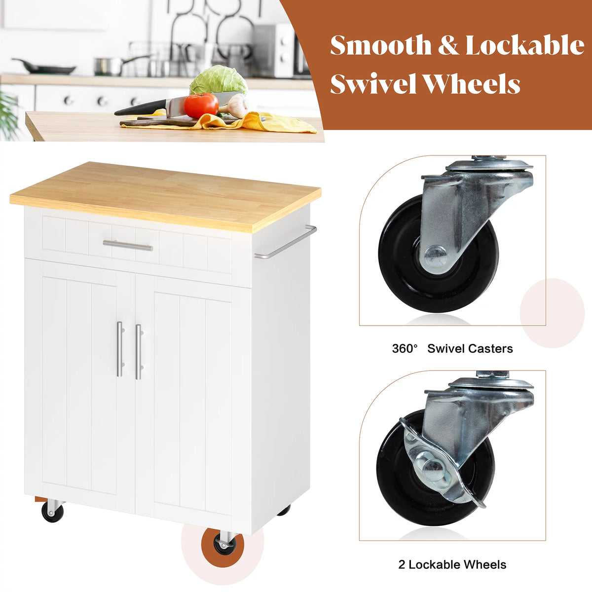 White Kitchen Island with Storage R104655