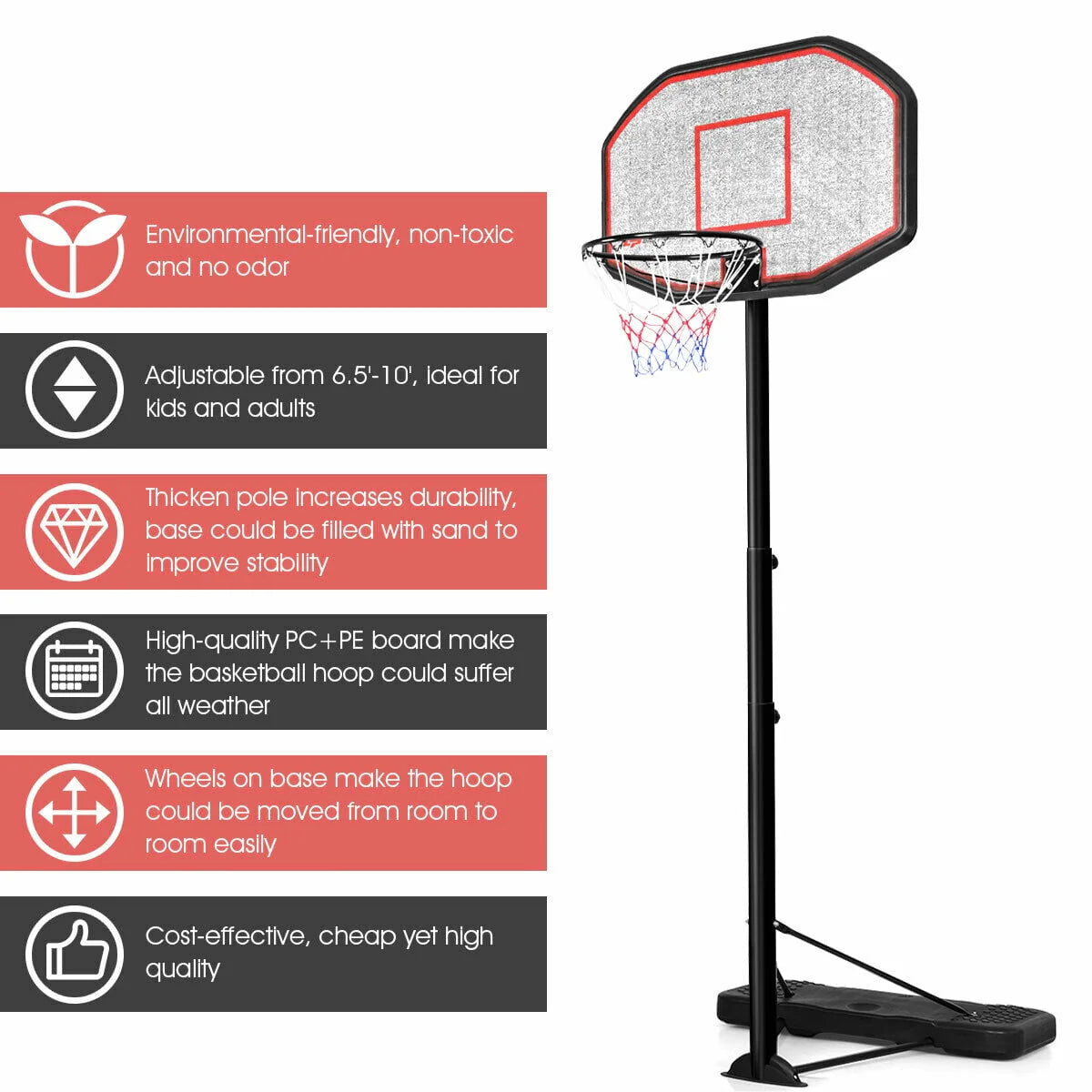 Adjustable Height Basketball Hoop System E50193